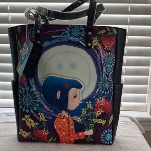 Loungefly Coraline Floral Moon Glow-In-The-Dark Tote Bag.